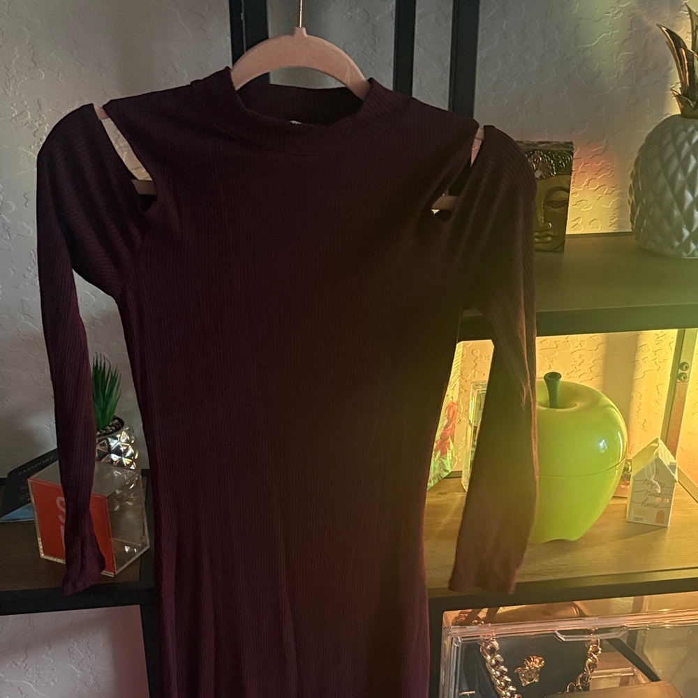 Forever 21 Burgundy Long Sleeve Dress